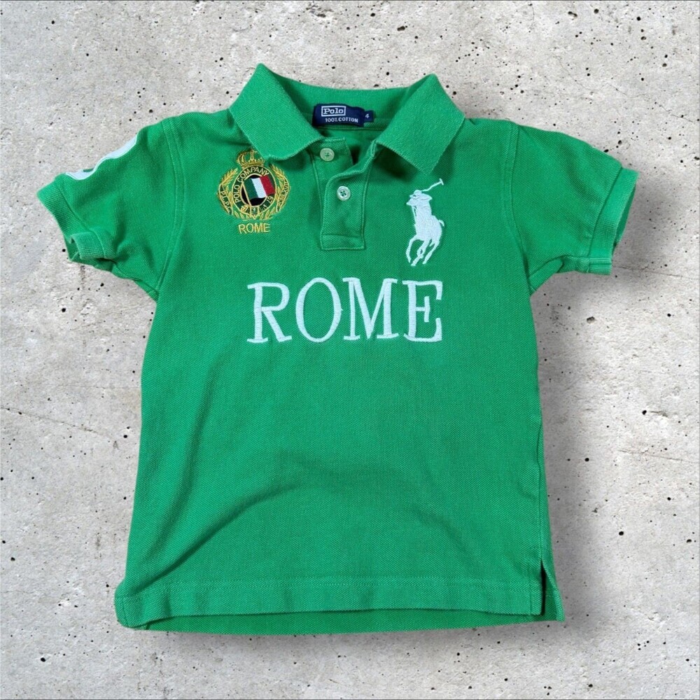 Polo Ralph Lauren Rome Italy Big Pony Polo Shirt Green Kid Toddler Size 4 #3 PRL